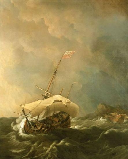 Willem Van de Velde The Younger An English Ship in a Gale Trying to Claw off a Lee Shore Germany oil painting art
